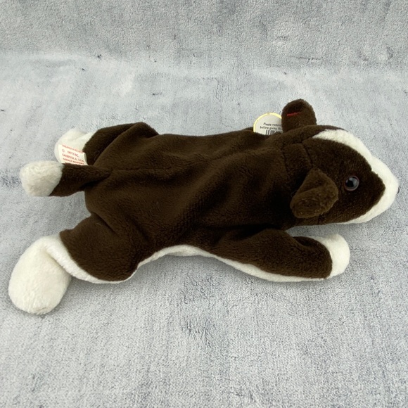 Ty Beanie Babies Bull Terrier Full Body Beanbag Plush 'Bruno' Brown & White 1997 - Picture 3 of 13